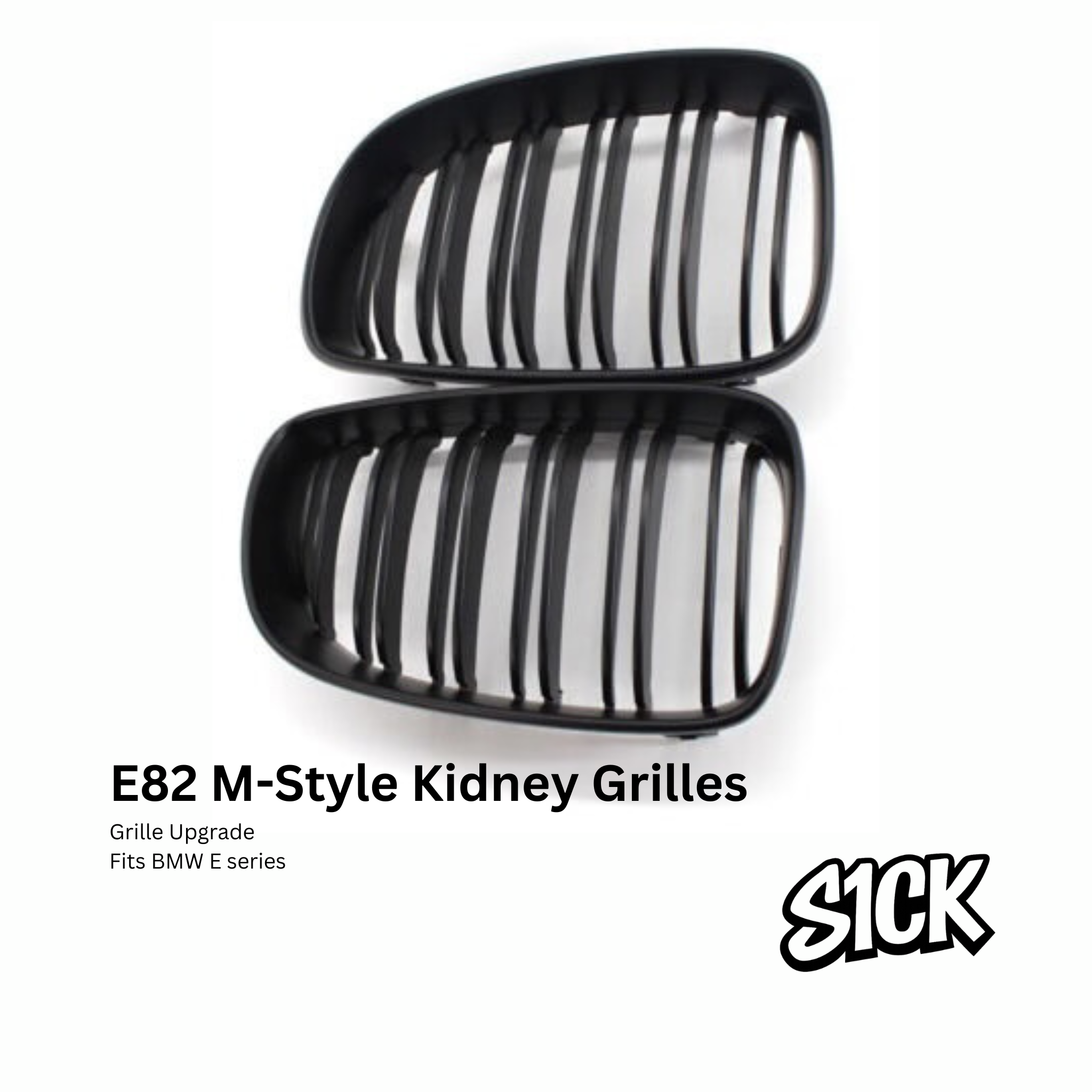 BMW E82 Dual Slat Kidney Grilles - Gloss Black (Pair)